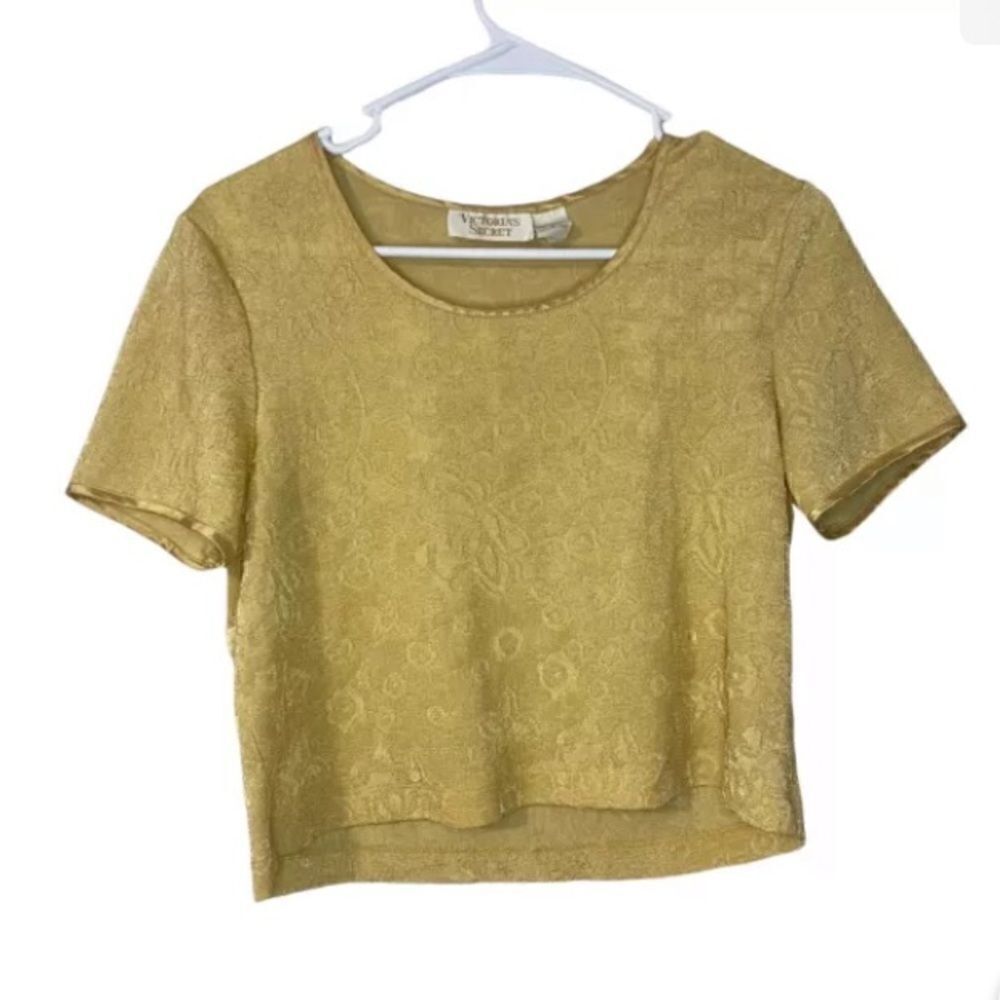 Victorias Secret Vintage Gold Label Metallic Gold Floral Blouse Excellent cond
